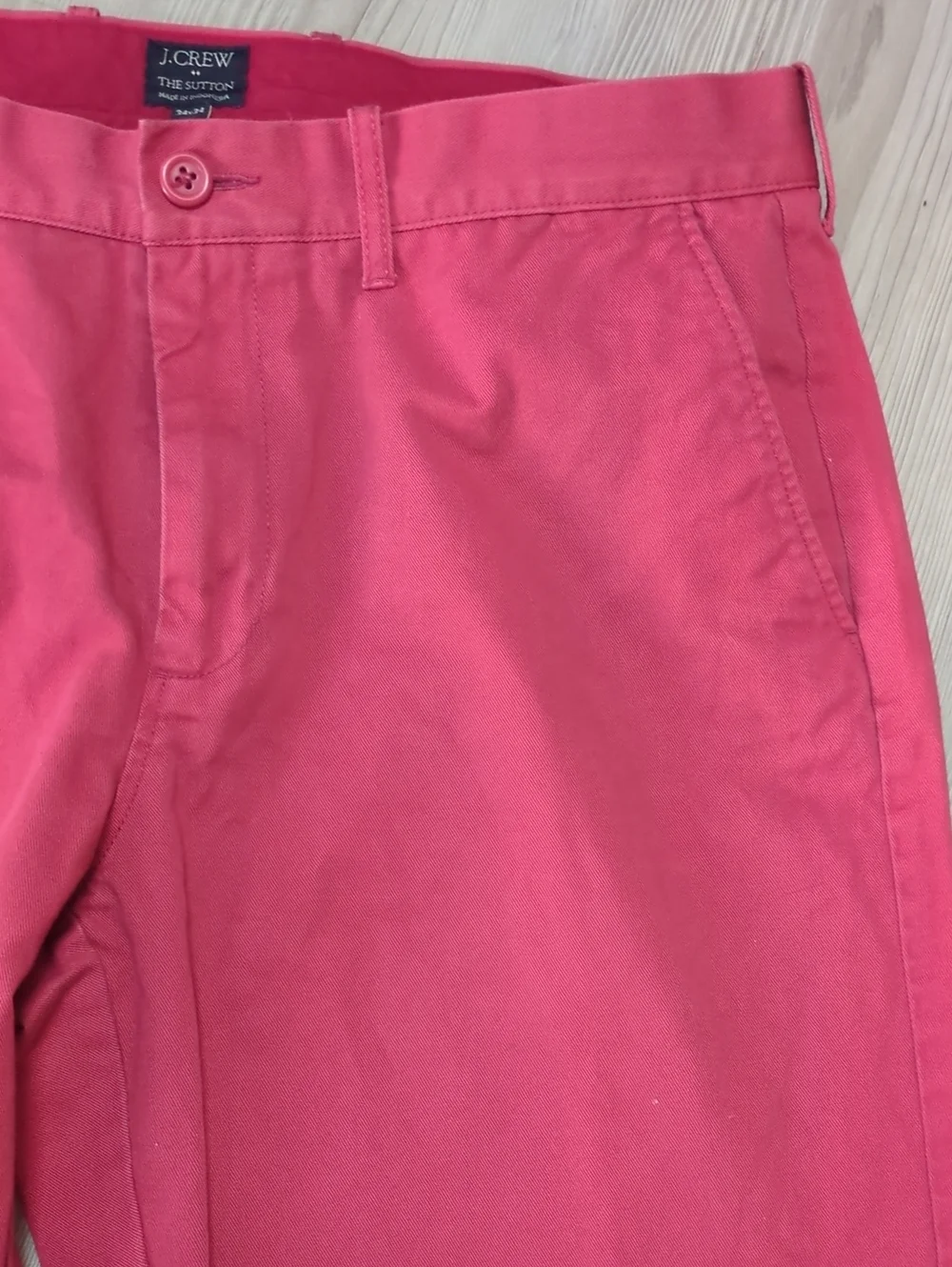 J.Crew The Sutton Chino Pants Mens 34x34 Raspberry Pink Red 100% Cotton Preppy
